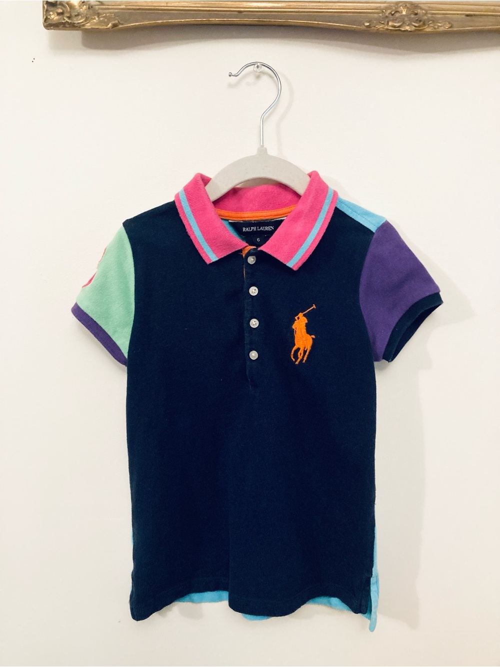 Ralph Lauren Kids Colorblock Polo Shirt - Size 6 Unisex and 100% Cotton
